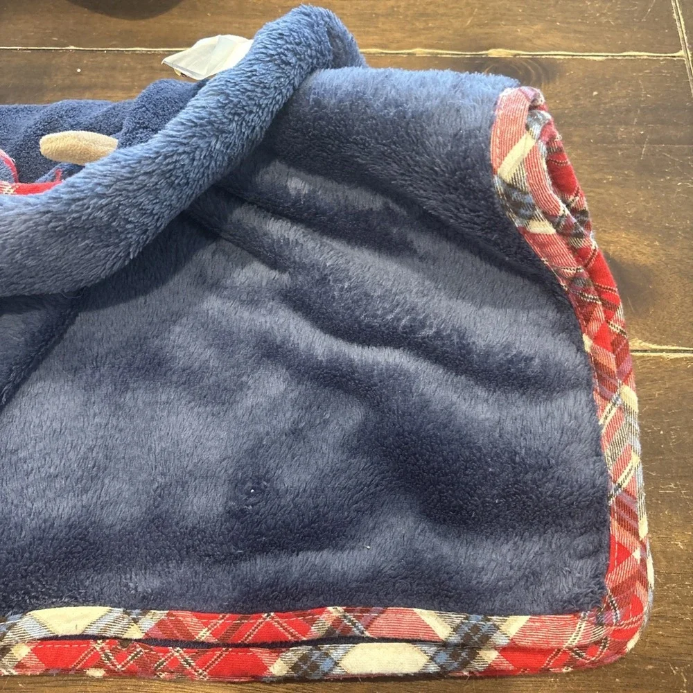 Maison Chic Puppy Dog Baby Blanket Baby Blue 28x30 Lovey Plaid Red Navy Dark‎